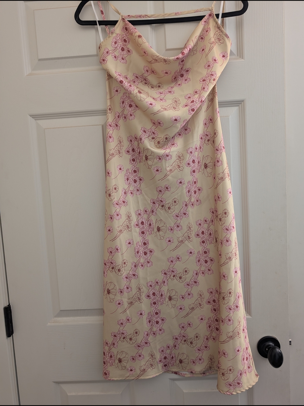 Yellow Slip Dress with Pink Floral Print